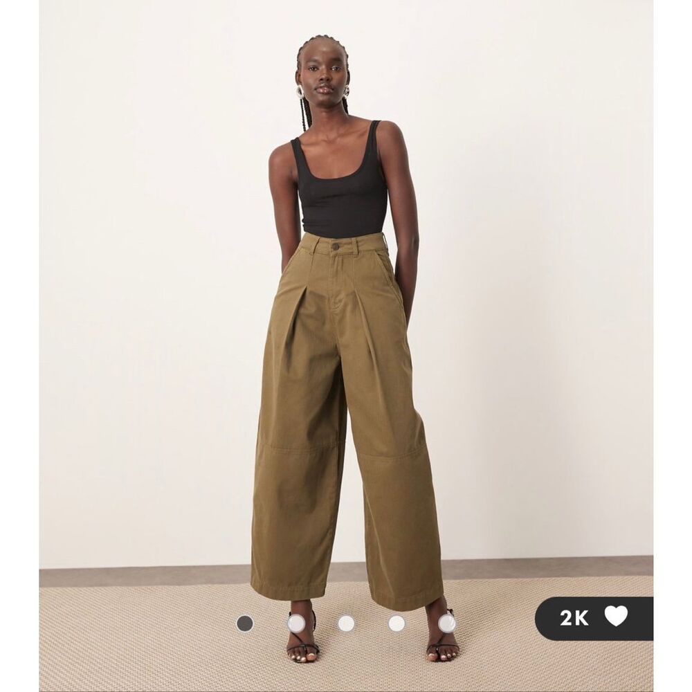 ARRANGE Remi High-Rise Barrel Pants | Olive Green | NWT | US 0